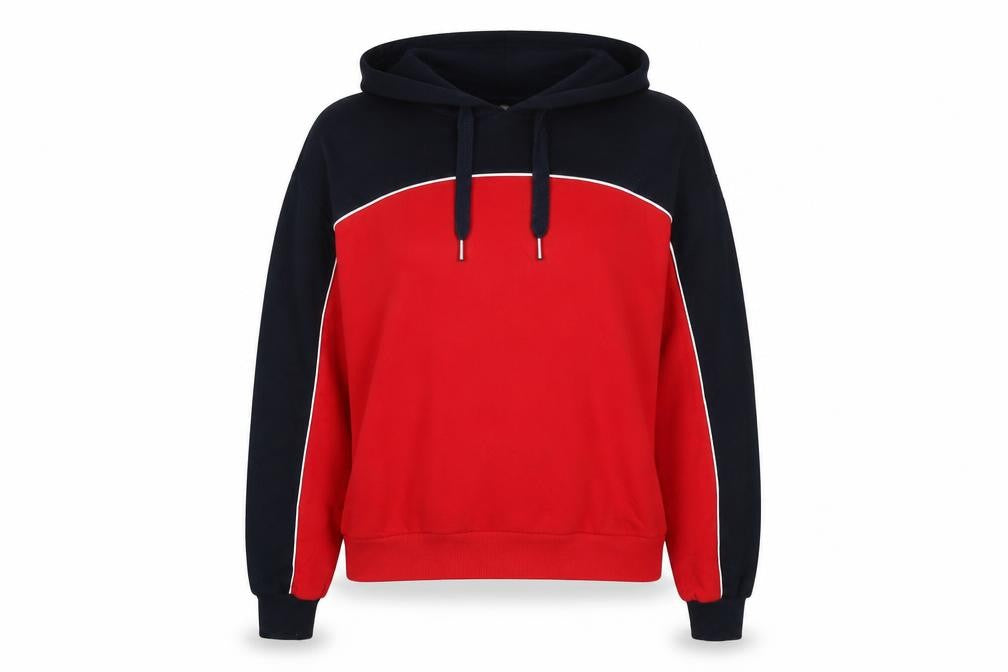 Front view of Divided women’s black cotton pullover hoodie, size M, drawstring