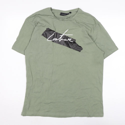 The Couture Club Mens Green Cotton T-Shirt Size XL Crew Neck