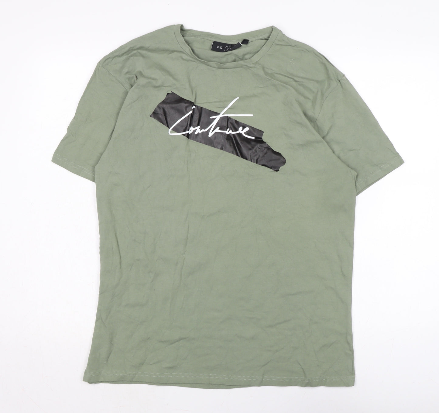 The Couture Club Mens Green Cotton T-Shirt Size XL Crew Neck