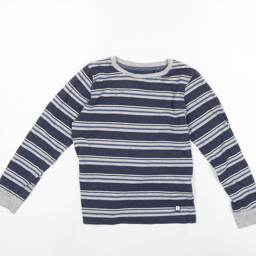 NEXT Boys Blue Striped Cotton Basic T-Shirt Size 8 Years Crew Neck