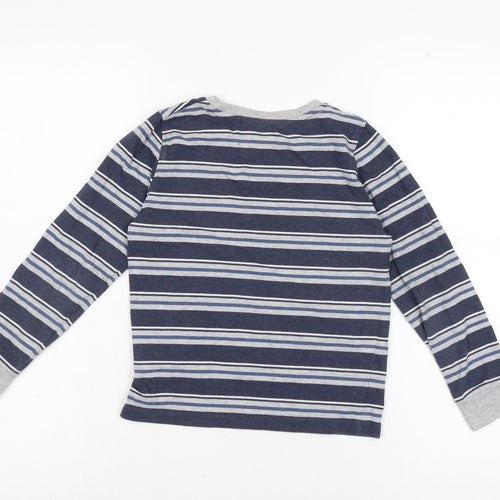 NEXT Boys Blue Striped Cotton Basic T-Shirt Size 8 Years Crew Neck