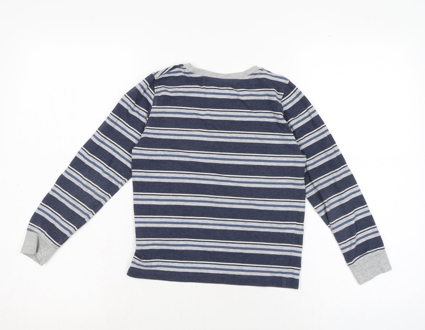 NEXT Boys Blue Striped Cotton Basic T-Shirt Size 8 Years Crew Neck