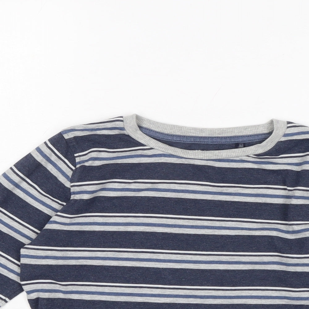 NEXT Boys Blue Striped Cotton Basic T-Shirt Size 8 Years Crew Neck