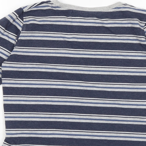 NEXT Boys Blue Striped Cotton Basic T-Shirt Size 8 Years Crew Neck