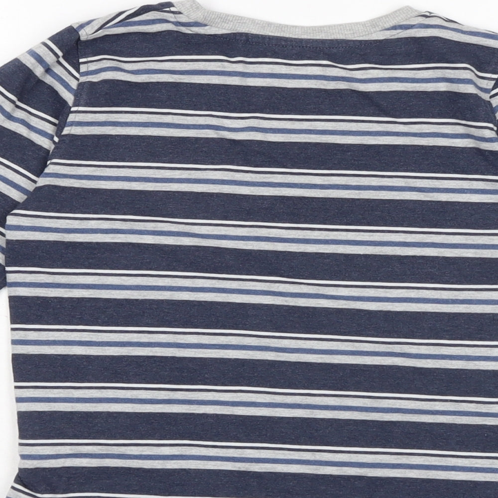 NEXT Boys Blue Striped Cotton Basic T-Shirt Size 8 Years Crew Neck