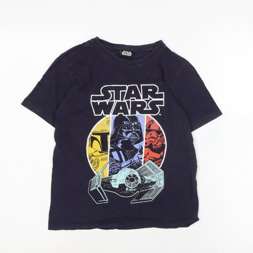 Star Wars Boys Blue Cotton Basic T-Shirt Size 8-9 Years Crew Neck