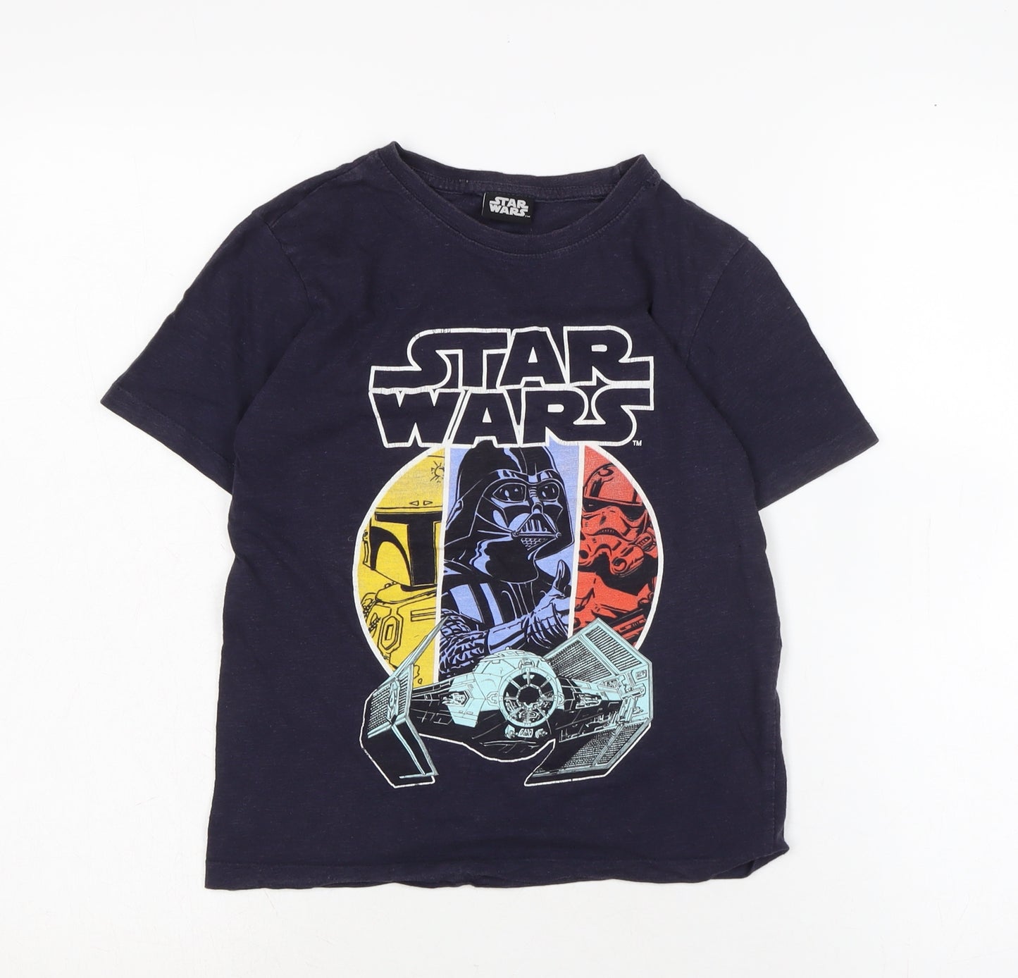 Star Wars Boys Blue Cotton Basic T-Shirt Size 8-9 Years Crew Neck