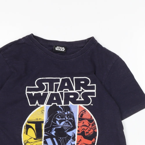 Star Wars Boys Blue Cotton Basic T-Shirt Size 8-9 Years Crew Neck