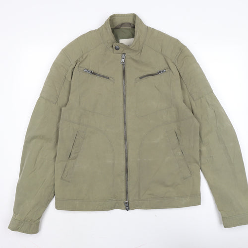 MNG Mens Green Biker Jacket Size L Zip