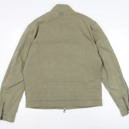 MNG Mens Green Biker Jacket Size L Zip