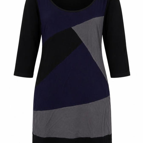 Monsoon Womens Multicoloured Colourblock Cotton Bodycon Size 14 Boat Neck