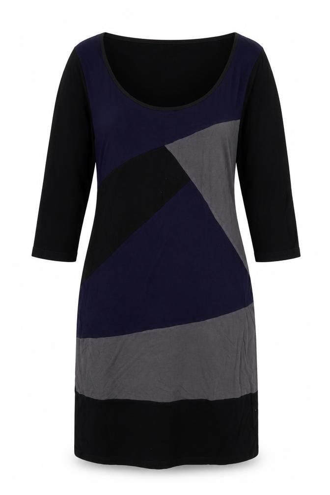 Monsoon Womens Multicoloured Colourblock Cotton Bodycon Size 14 Boat Neck