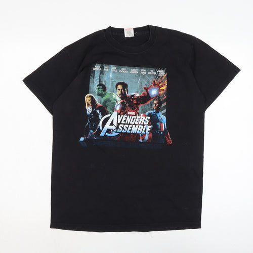 Avengers Mens Black Cotton T-Shirt Size M Crew Neck