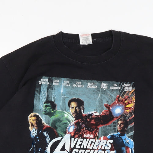 Avengers Mens Black Cotton T-Shirt Size M Crew Neck