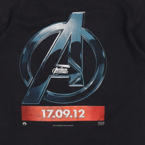 Avengers Mens Black Cotton T-Shirt Size M Crew Neck