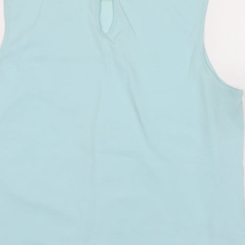 collection Womens Blue Cotton Basic Blouse Size 14 Crew Neck