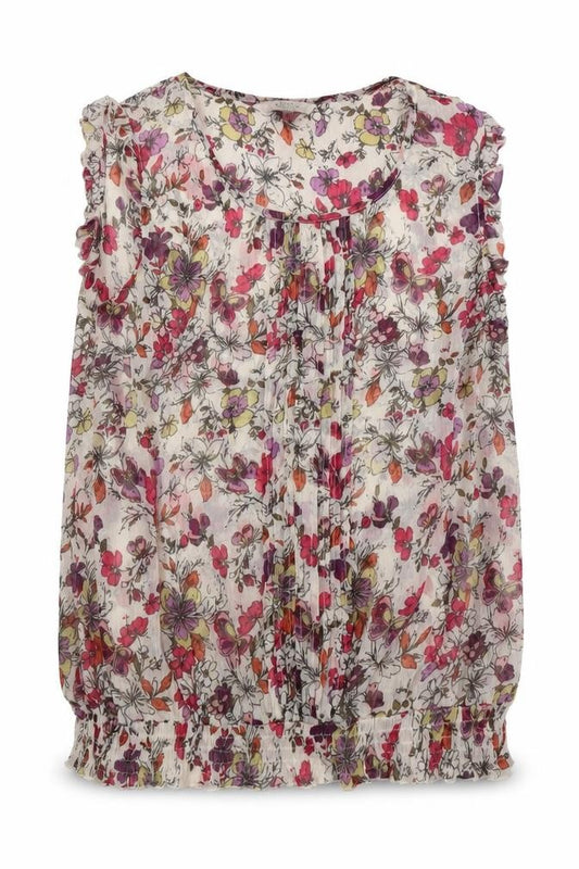 Front view of Casual collection women’s multicoloured floral polyester basic blouse, size UK 14, collared