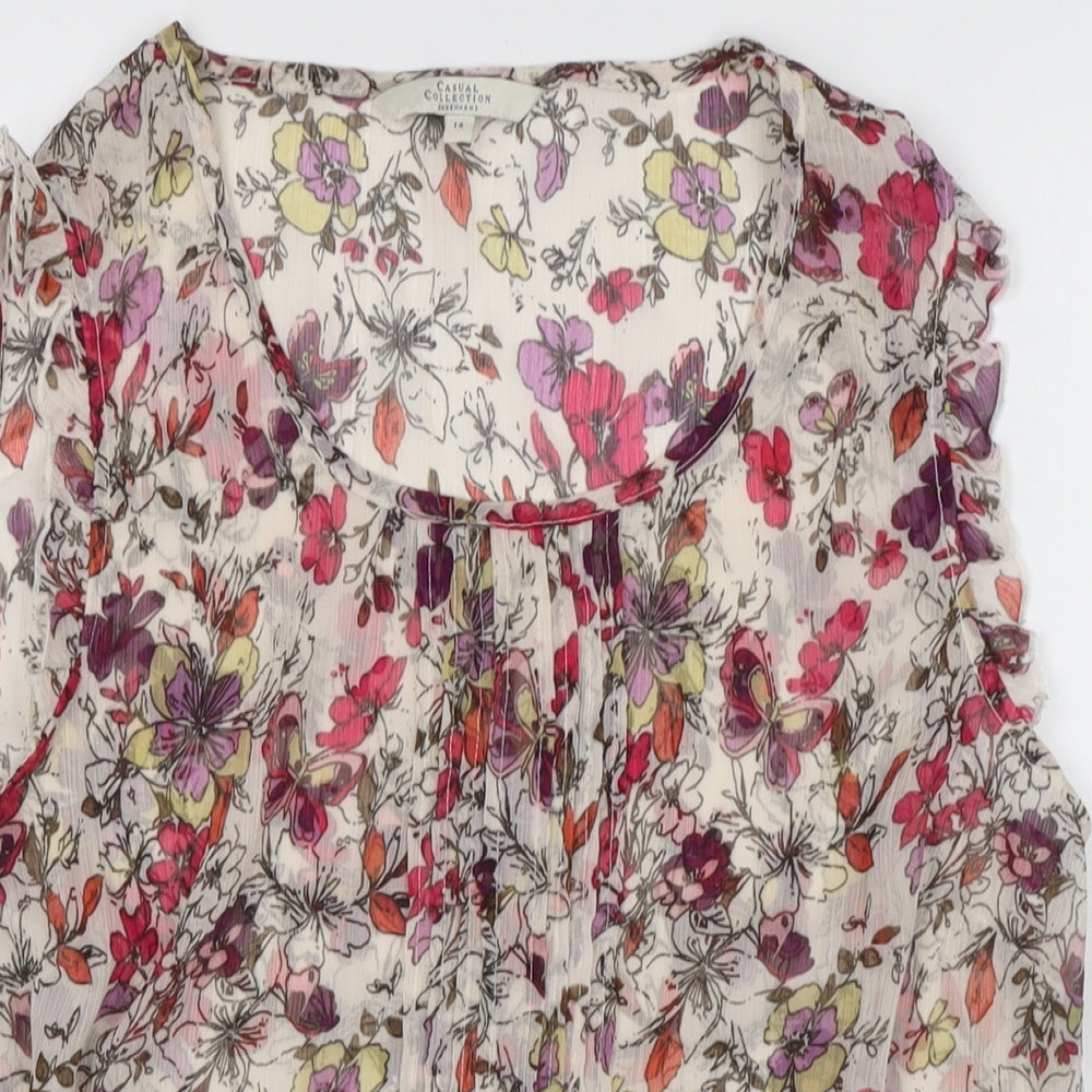Casual collection Womens Multicoloured Floral Polyester Basic Blouse Size 14 Collared