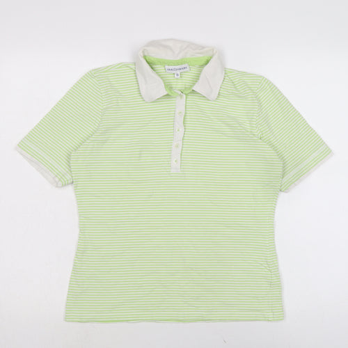 Gray & Osborne Womens Green Cotton Basic T-Shirt Size 18 Collared - Check measurements