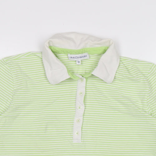 Gray & Osborne Womens Green Cotton Basic T-Shirt Size 18 Collared - Check measurements