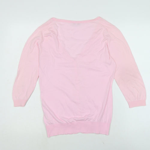 John Smedley Womens Pink V-Neck Cotton Cardigan Jumper Size M