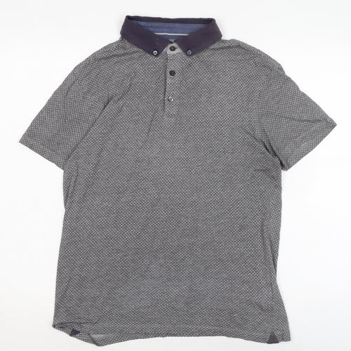 Marks and Spencer Mens Blue Cotton T-Shirt Size M Collared