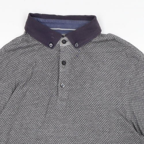 Marks and Spencer Mens Blue Cotton T-Shirt Size M Collared