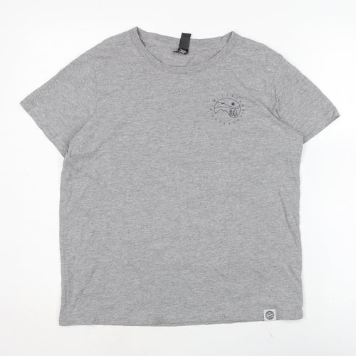 Maple Womens Grey Cotton Basic T-Shirt Size M Crew Neck