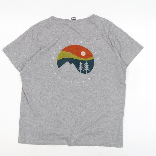 Maple Womens Grey Cotton Basic T-Shirt Size M Crew Neck