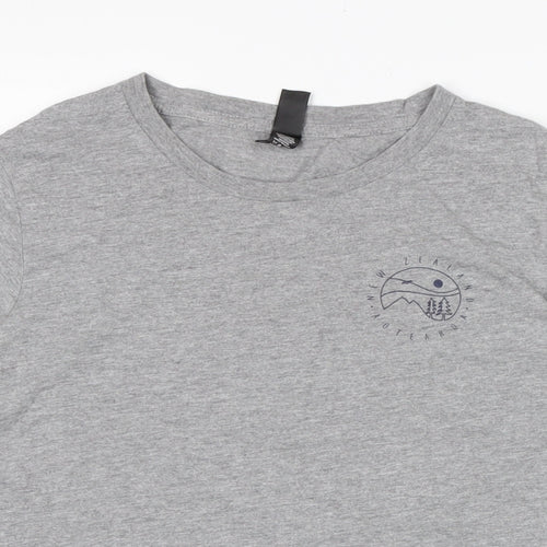 Maple Womens Grey Cotton Basic T-Shirt Size M Crew Neck