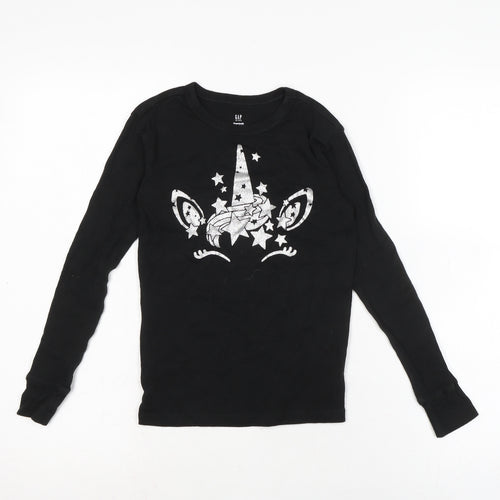 Gap Girls Black Solid Cotton Top Pyjama Top Size 10 Years