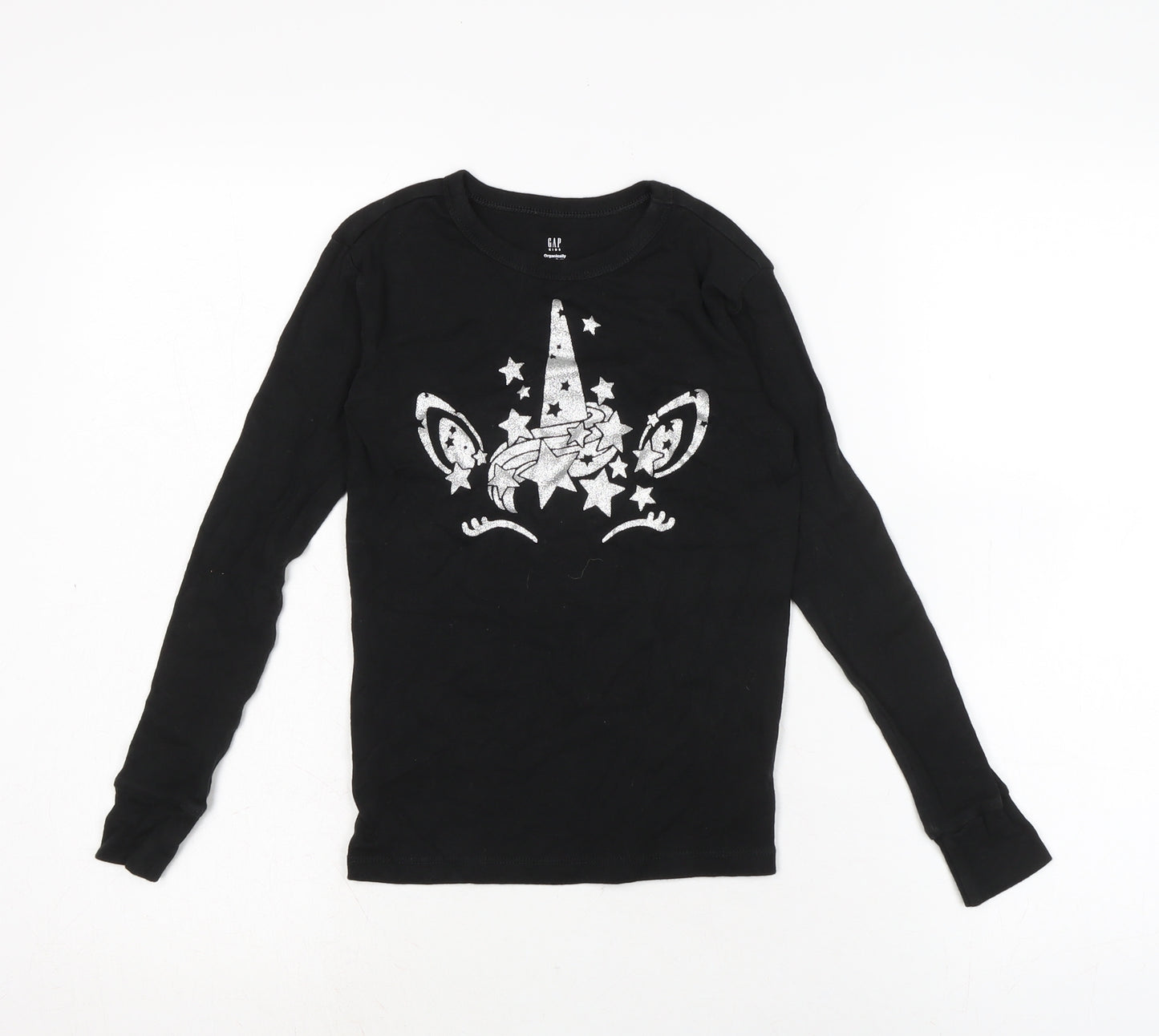 Gap Girls Black Solid Cotton Top Pyjama Top Size 10 Years