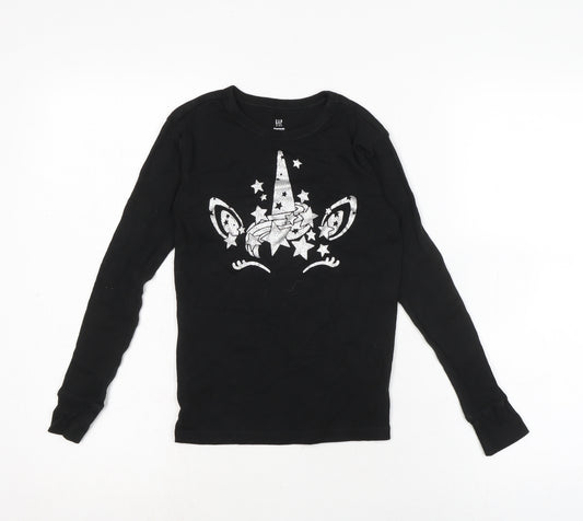 Gap Girls Black Solid Cotton Top Pyjama Top Size 10 Years