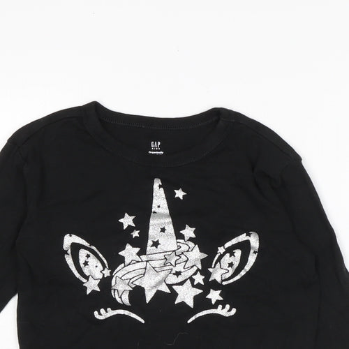 Gap Girls Black Solid Cotton Top Pyjama Top Size 10 Years