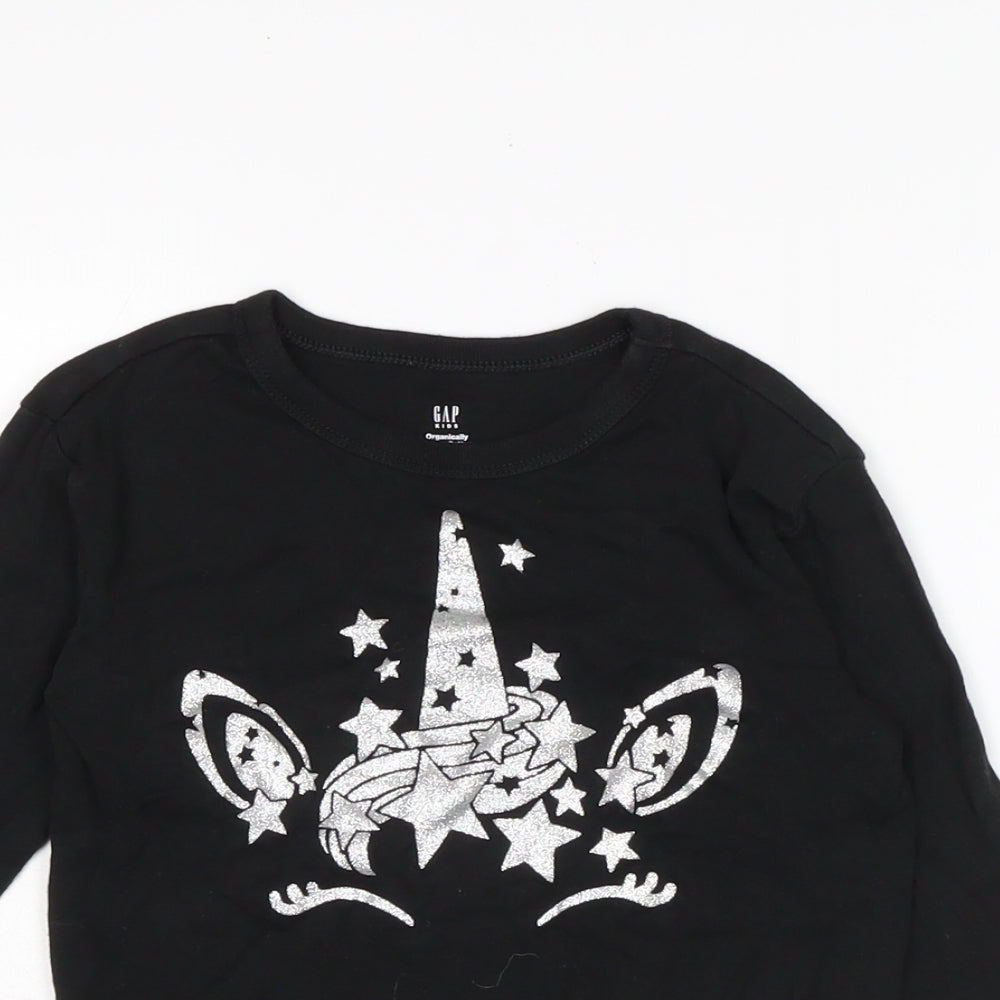 Gap Girls Black Solid Cotton Top Pyjama Top Size 10 Years