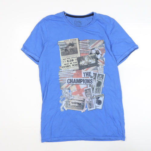 Matalan Mens Blue Cotton T-Shirt Size M Crew Neck