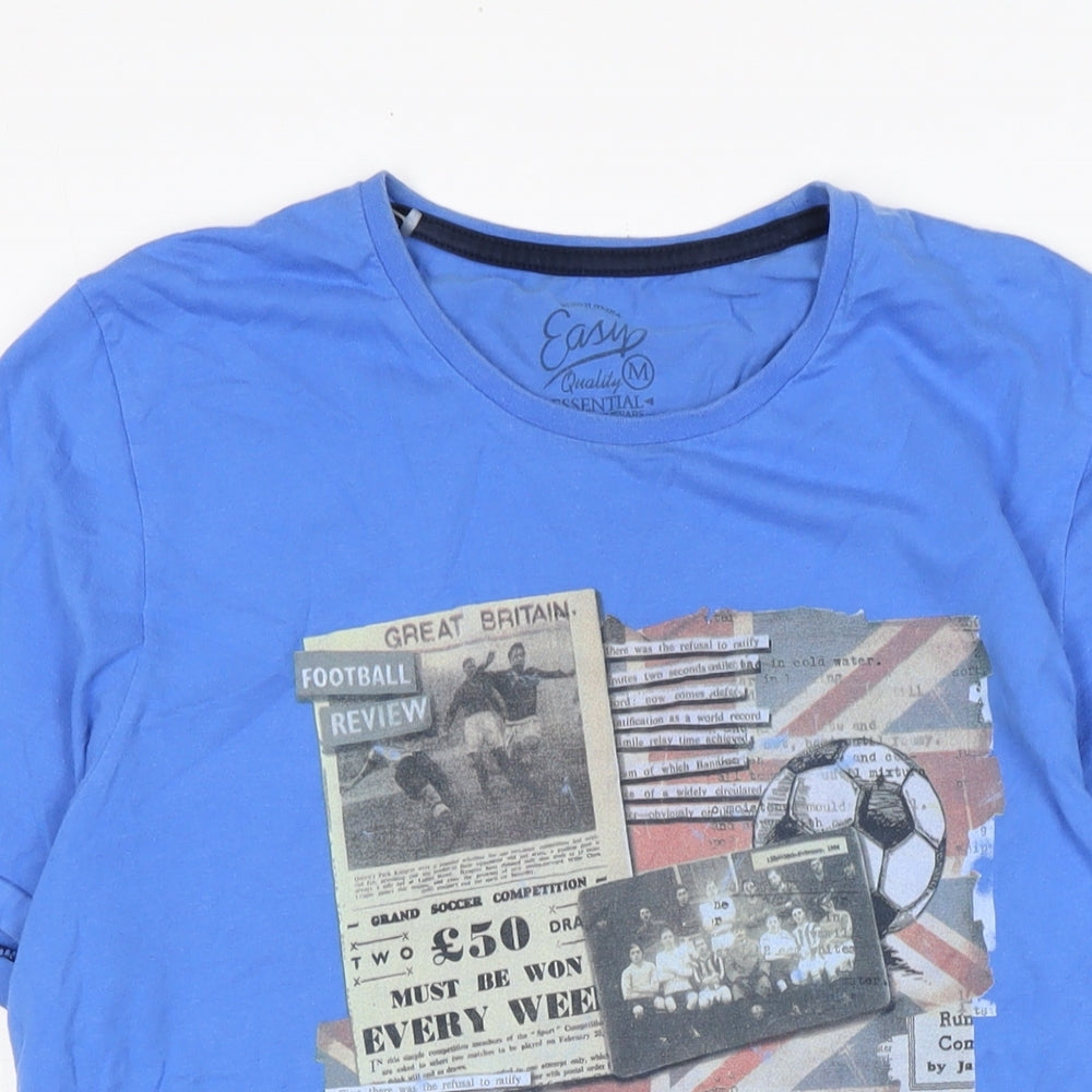 Matalan Mens Blue Cotton T-Shirt Size M Crew Neck