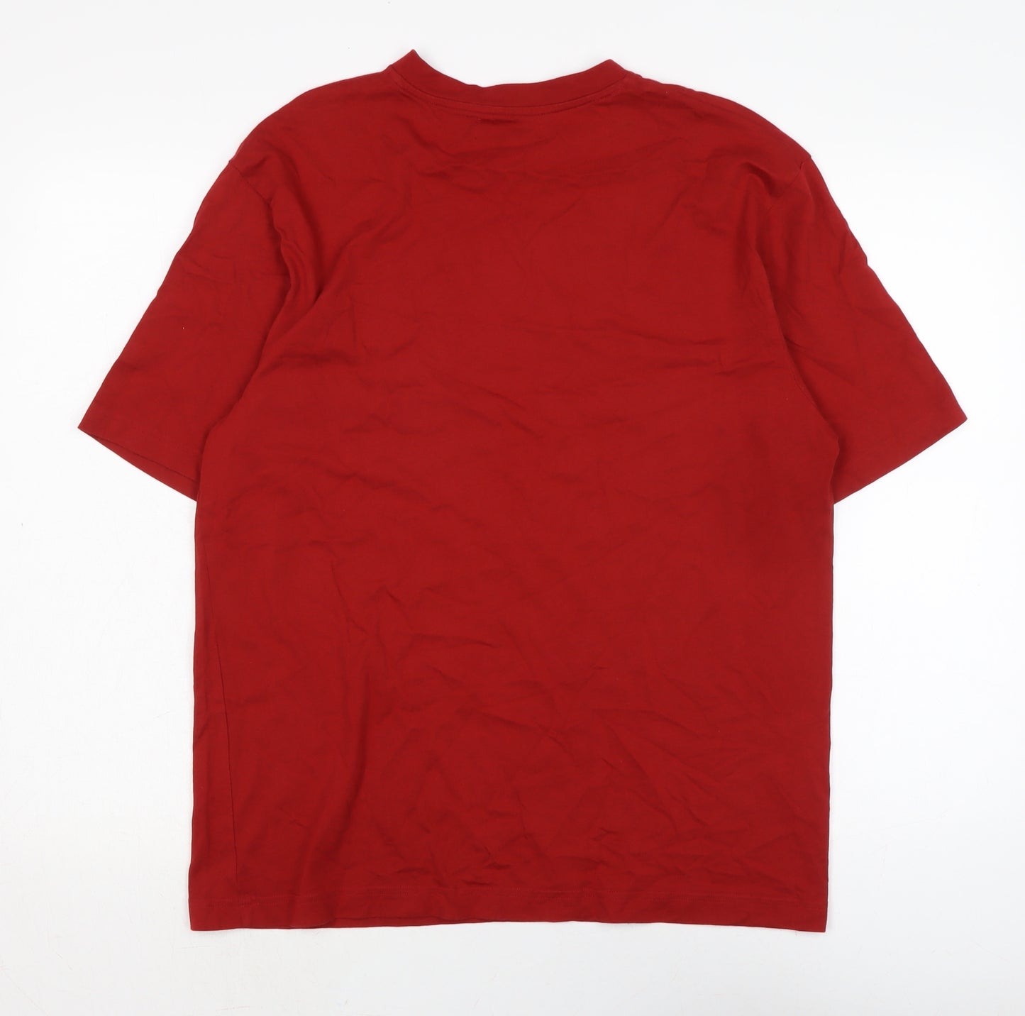 Matalan Mens Red Cotton T-Shirt Size M V-Neck