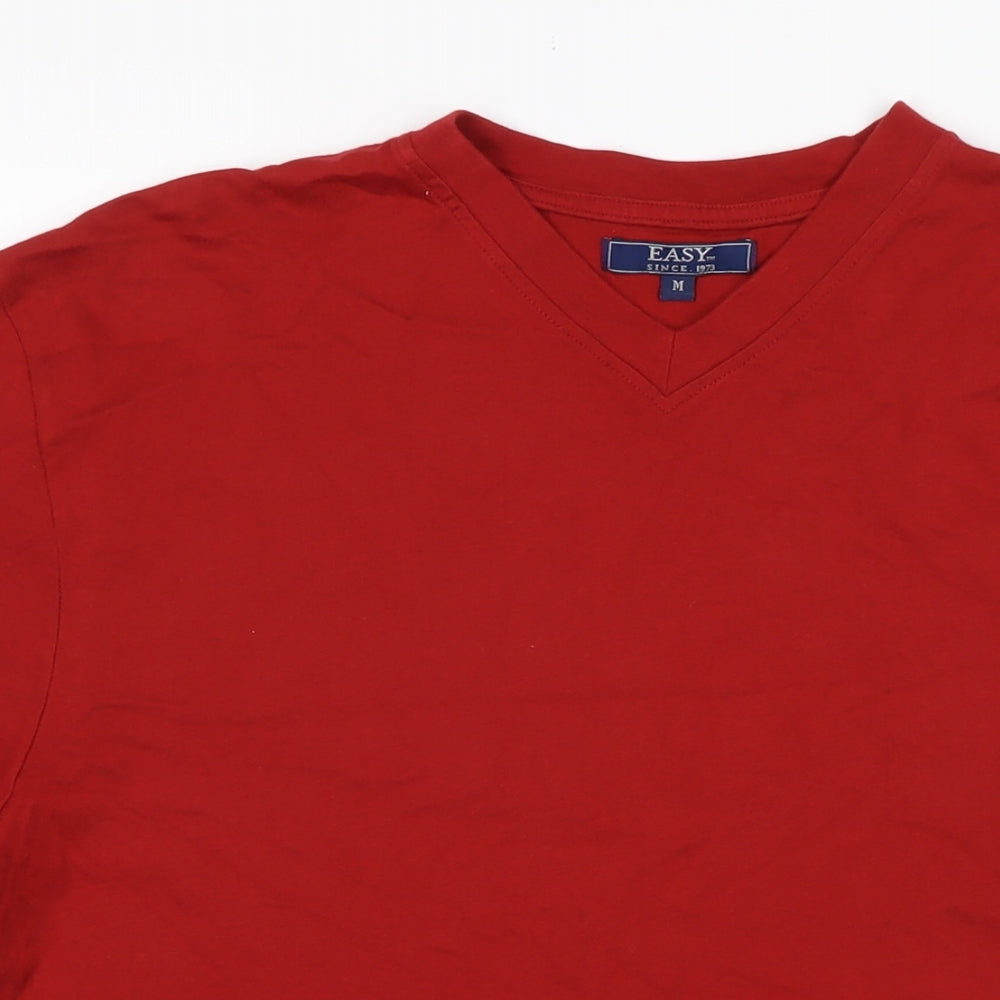 Matalan Mens Red Cotton T-Shirt Size M V-Neck