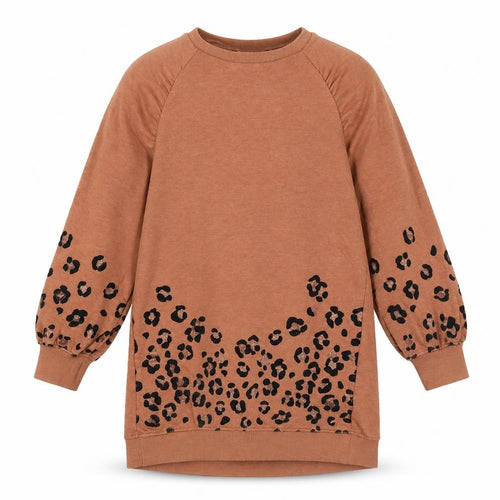 NEXT Girls Brown Cotton Jumper Dress Size 10 Years Crew Neck Buckle
