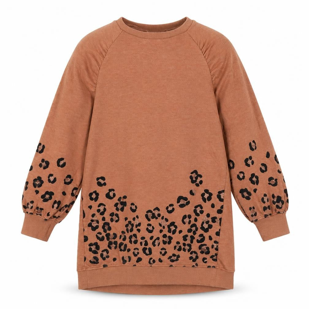 NEXT Girls Brown Cotton Jumper Dress Size 10 Years Crew Neck Buckle