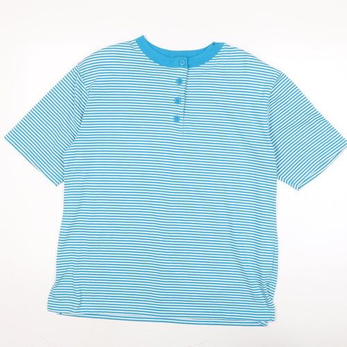 carriage court Womens Blue Cotton Basic T-Shirt Size M Crew Neck