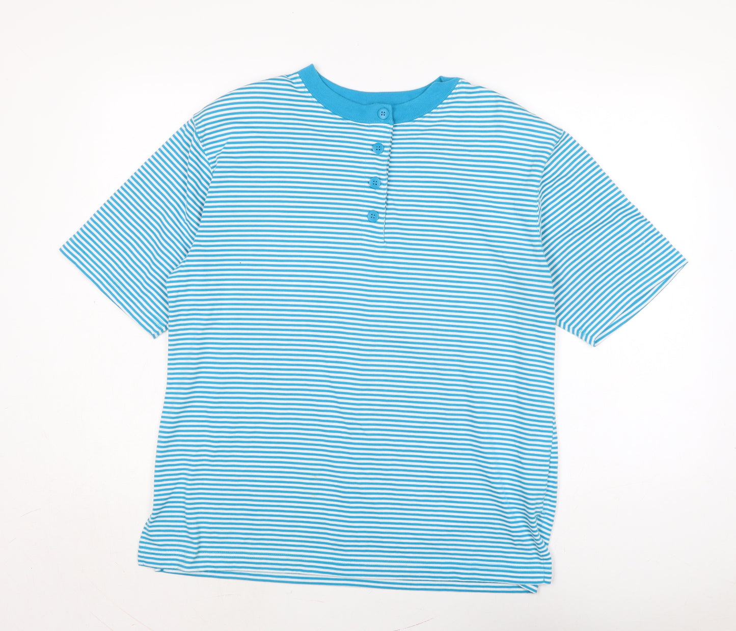 carriage court Womens Blue Cotton Basic T-Shirt Size M Crew Neck