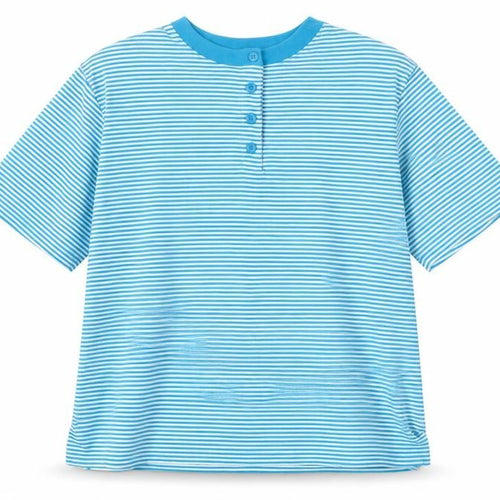 carriage court Womens Blue Cotton Basic T-Shirt Size M Crew Neck