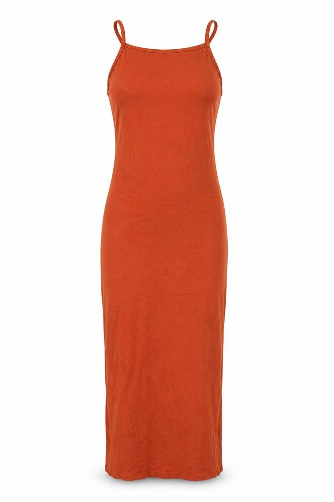 Front view of Topshop women’s blue cotton bodycon, size UK 6, square neck