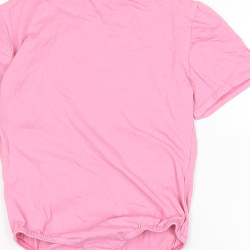 PRETTYLITTLETHING Womens Pink Cotton Basic T-Shirt Size 10 Crew Neck - Fasten poppers to underneath.