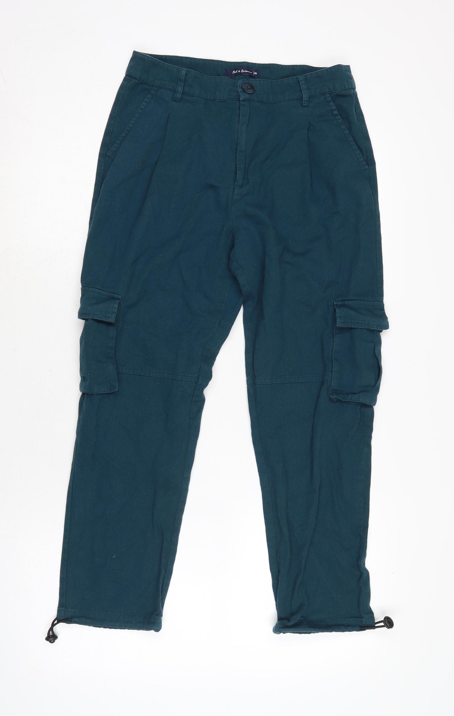 Mast & Harbour Womens Blue Cotton Cargo Trousers Size 10 L23.5 in Regular Zip