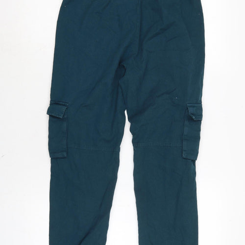 Mast & Harbour Womens Blue Cotton Cargo Trousers Size 10 L23.5 in Regular Zip