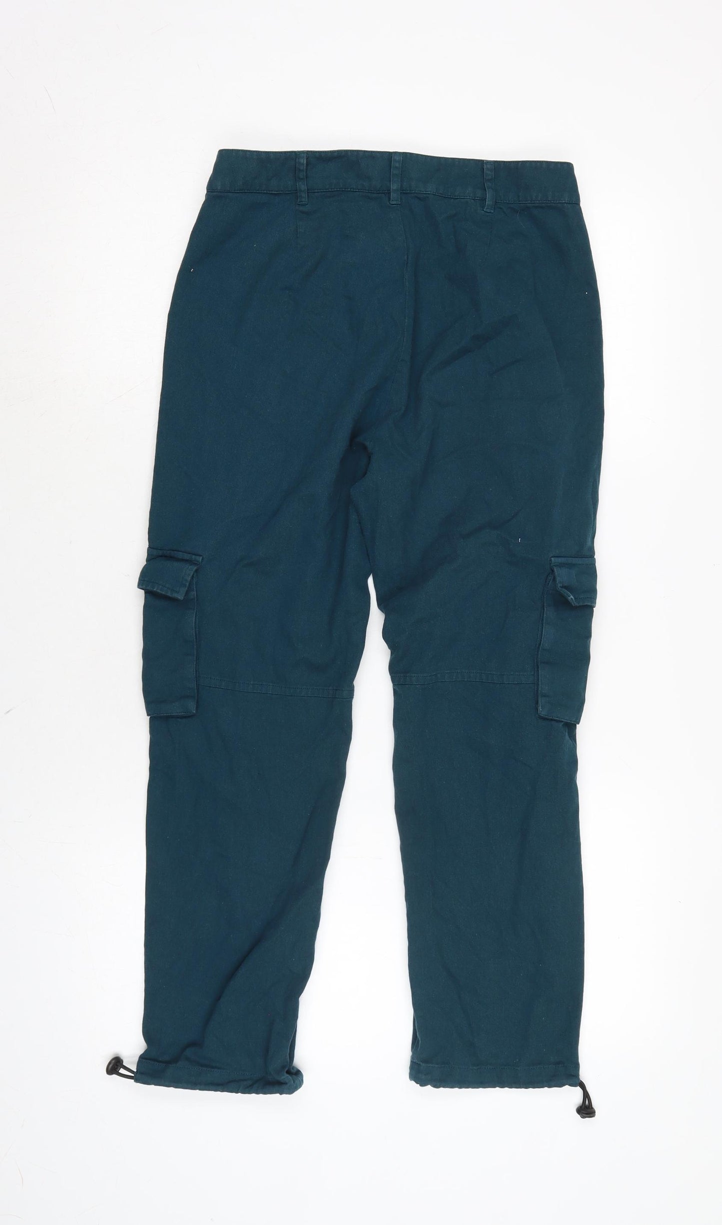 Mast & Harbour Womens Blue Cotton Cargo Trousers Size 10 L23.5 in Regular Zip