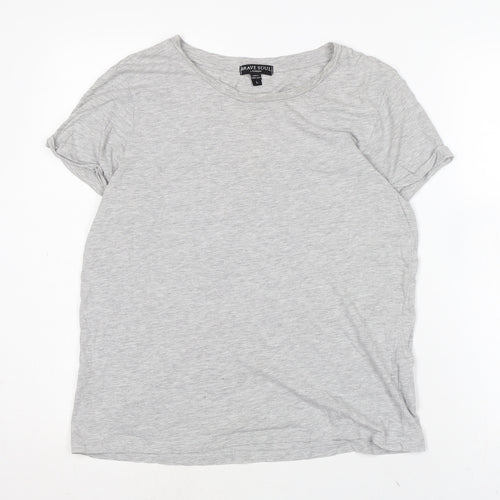 Brave Soul Womens Grey Cotton Basic Polo Size L Boat Neck